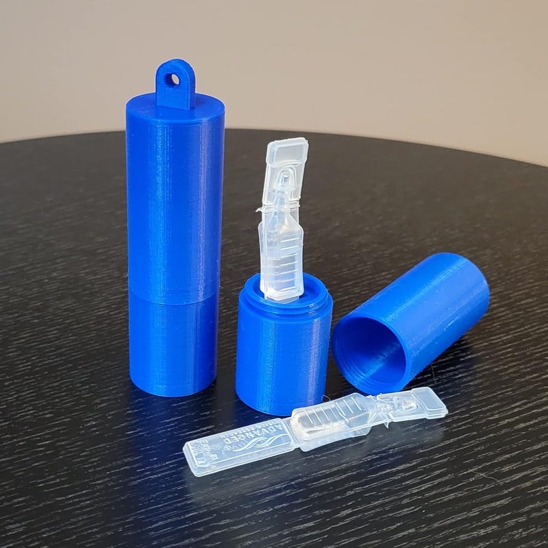 Znet3D Pocket Eye Drop Vial Holder & Carry Case - Holds One (1) Single Use Eye Drop Vial - Perfect to carry in pocket, purse/clutch, school bag - Two (2) Pack - (Blue) - Image 5